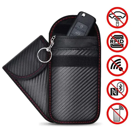 Autoaren giltza-seinalea blokeatzeko kaxa Faraday kaiola fob pouch giltzarik gabeko RFID blokeatzeko poltsa Autoaren osagarriak