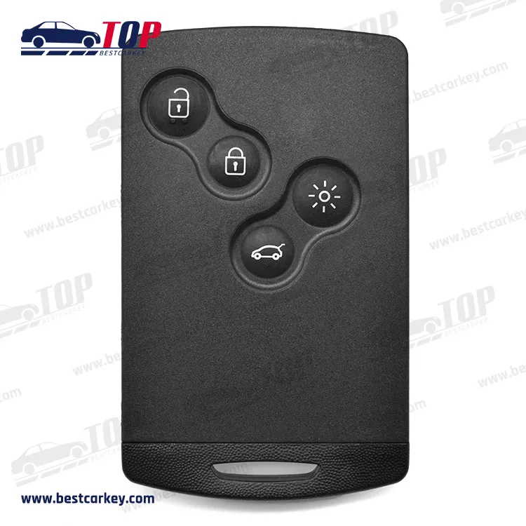 4 Button Smart Card Remote Key Shell for R-enault Car Key Case with Blade