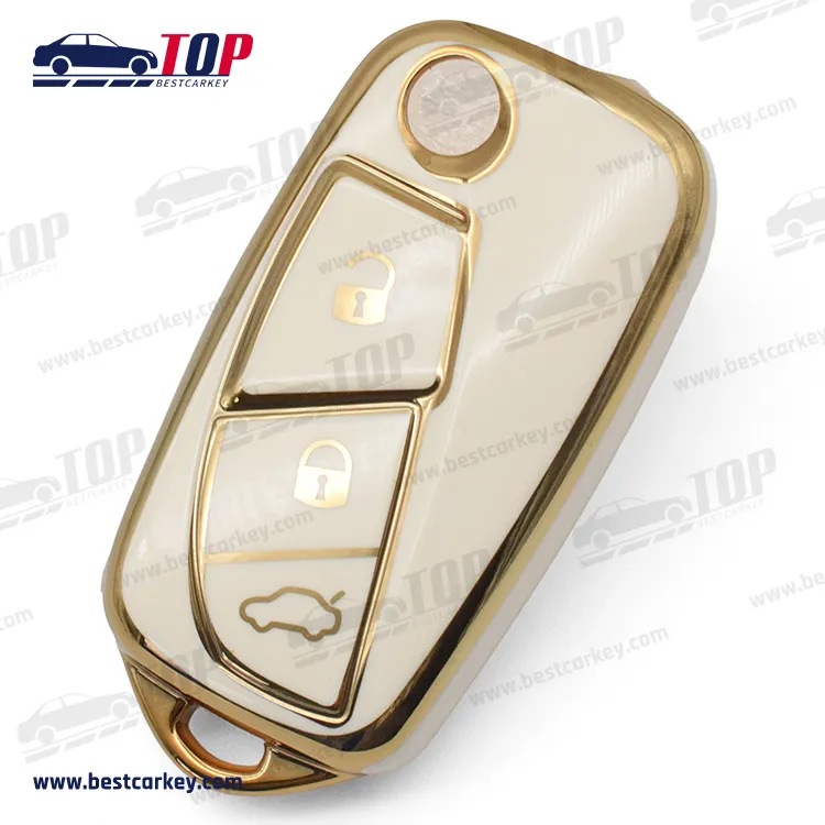 3 Buttons TPU Car Key Case Cover for F-iat 500 Key Shell