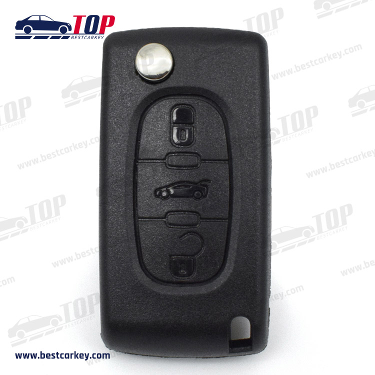 Citroen 3 buttons(trunk) car remote key 433mhz 7941 chip key blade with groove