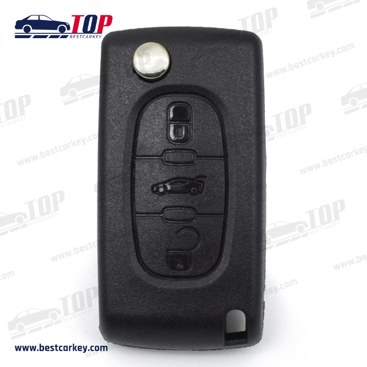 Citroen 3 buttons(trunk) car remote key 433mhz 7961 chip key blade without groove
