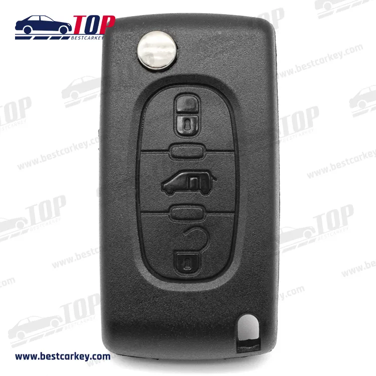 F iat 3 Button Auto Car Flip Key Shell Cover HU83 CE0523 Without Battery Clamp With Metal Circle