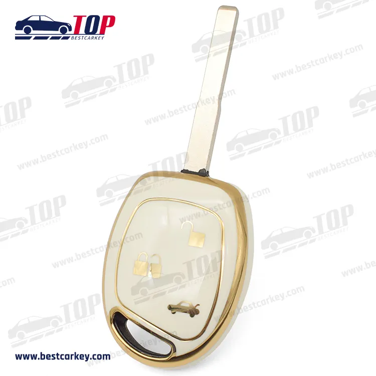 F-ord 3 Buttons Golden White Vehicle Holder Auto Fob Remote Keys Protector Tpu