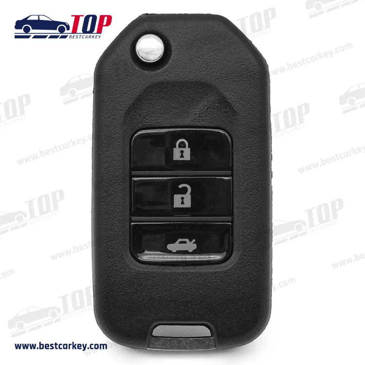 Flip Remote Key Shell 3 Button for H-onda HON66 Uncut car keys