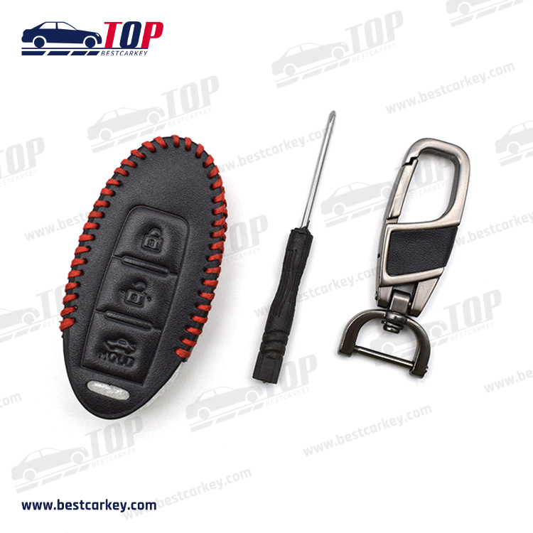 Hot Sale Leather 2 Button Car Key Cover Para sa N-issan Tail Box Model
