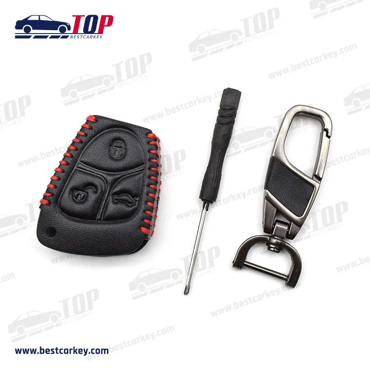 Hot Sale Leather 3 Button Car Key Cover Para sa B-enz