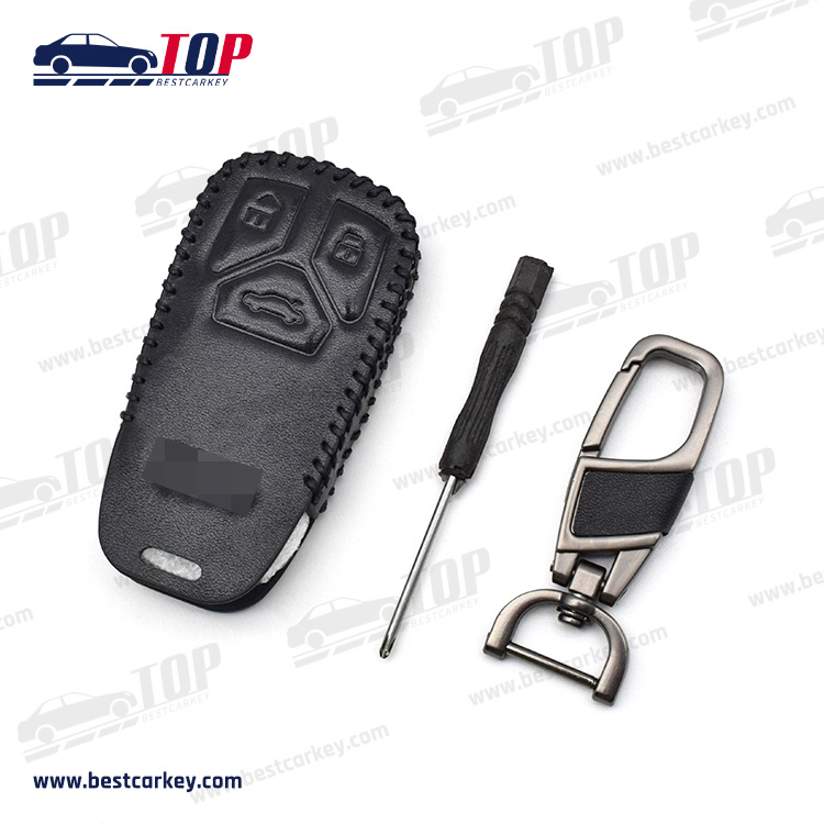 New Leather Car Key Cover For A-udi With Logo