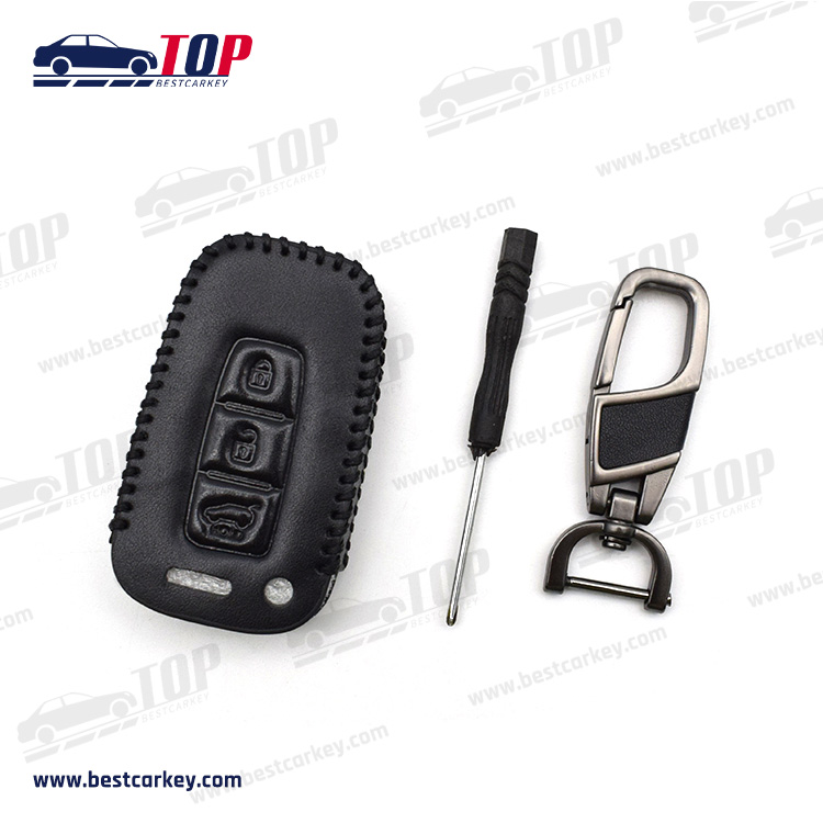 Popular Leather 2 Button Car Key Cover For K-IA Square