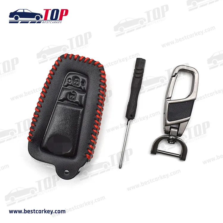 Sikat na Leather 2 Button Car Key Cover Para sa T-oyota