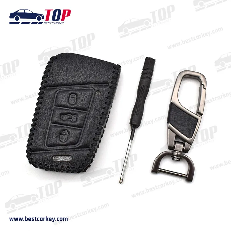 Funda de cuero popular para llave de coche de 2 botones para V-olkswagen Passat