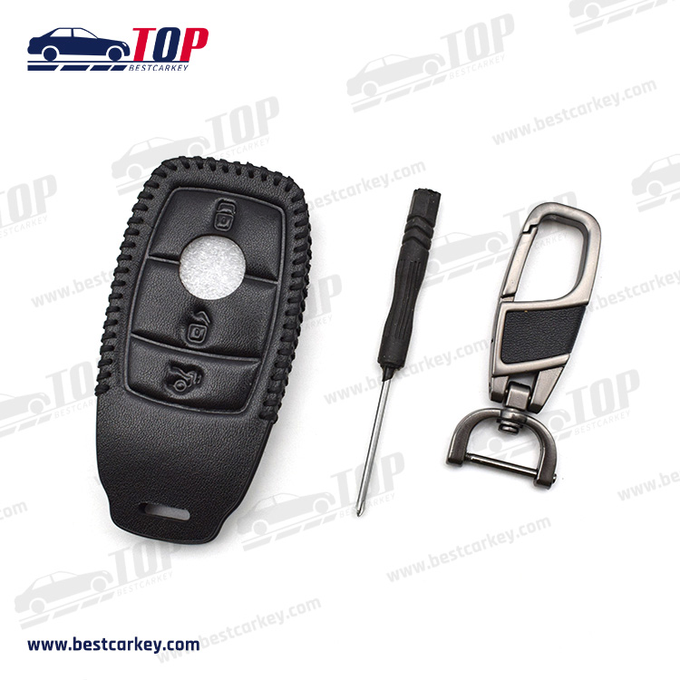 Popular Leather 3 Button Car Key Cover For B-enz E-Class