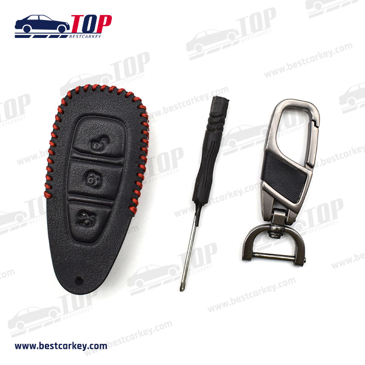 Popular Leather 3 Button Car Key Cover For F-ord