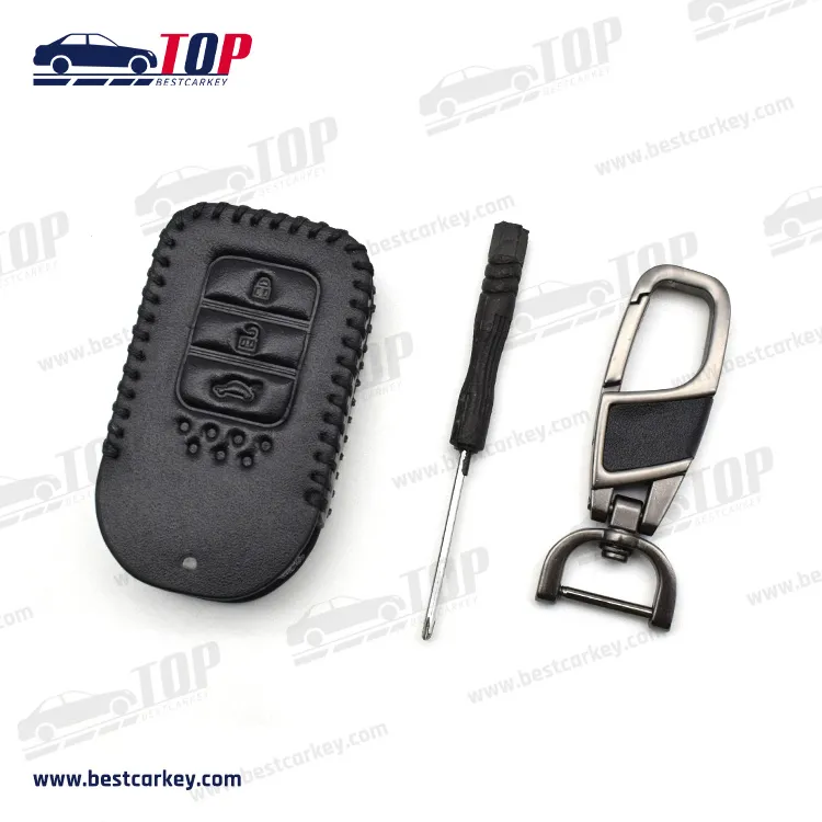 Funda de cuero popular para llave de coche de 3 botones para H-onda