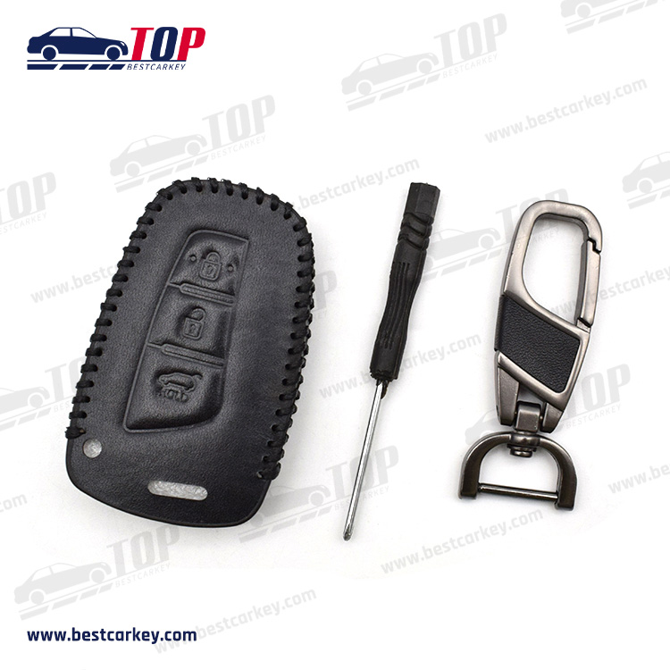 Popular Leather 3 Button Car Key Cover For H-yundai