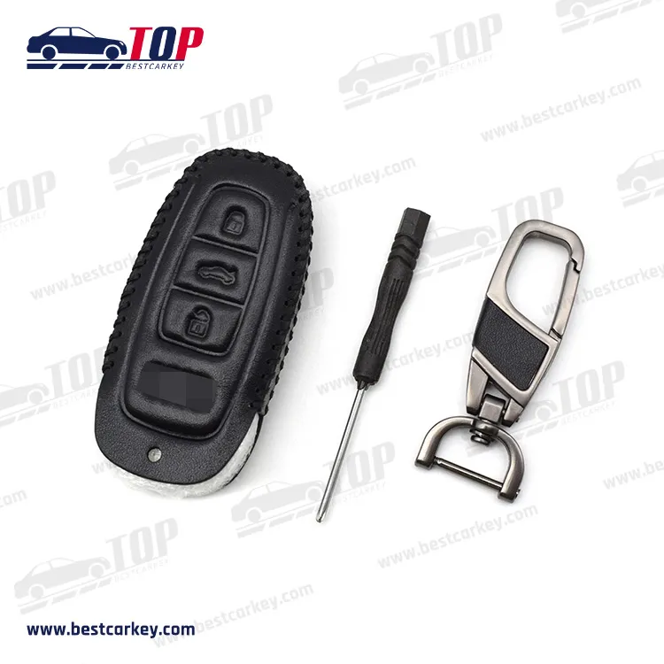 Sikat na Long Style Leather Car Key Cover Para sa A-udi na May Logo