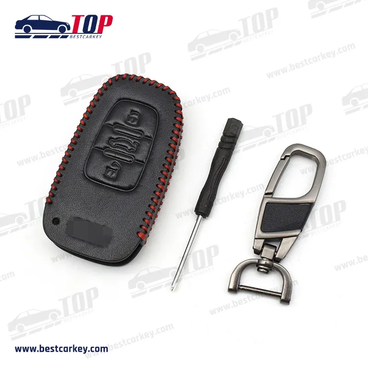 Funda de cuero para llave de coche de estilo corto popular para A-udi