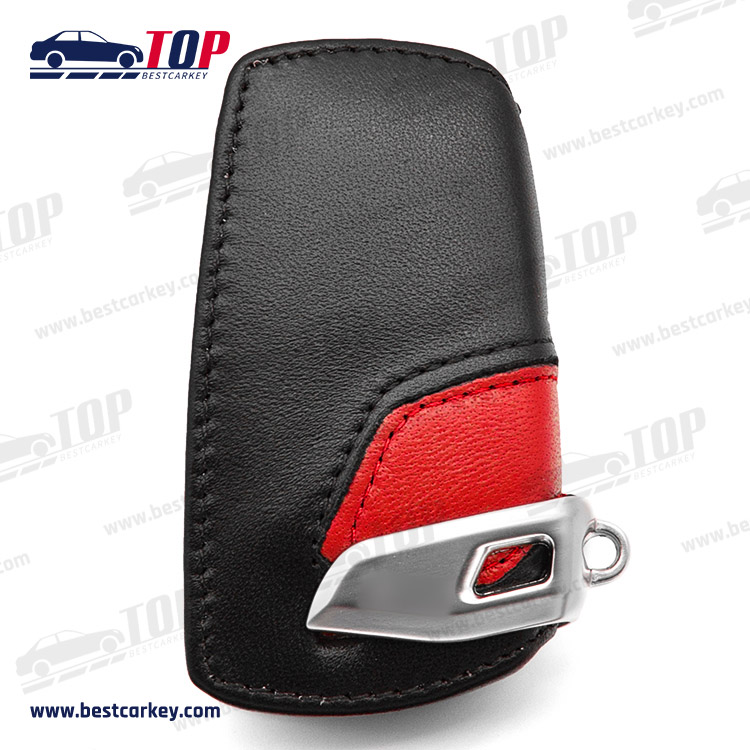 RED Car Remote Key Shell BMW Leather Key Bag