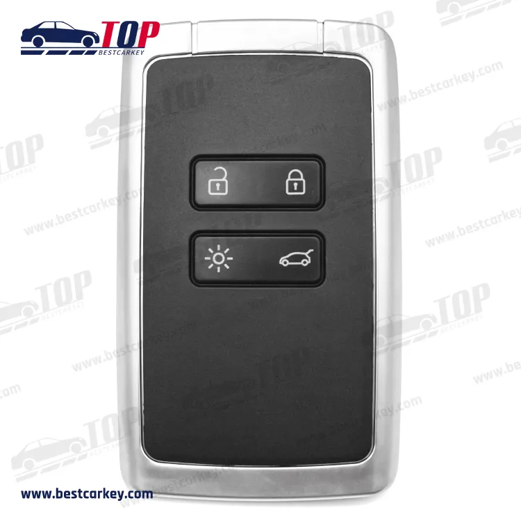 with logo 4 buttons smart car key shell for R-enault Remote Key Case sliver color