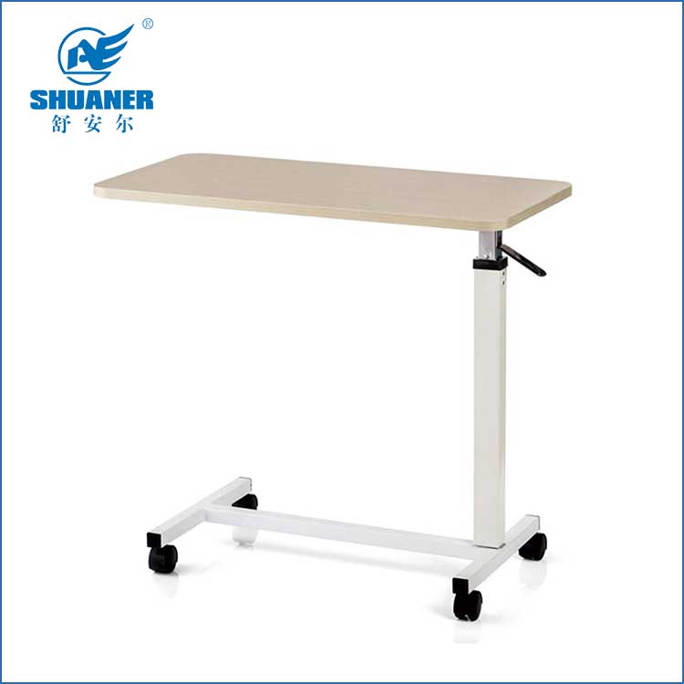 Height Adjustable Hospital Overbed Table for Dining