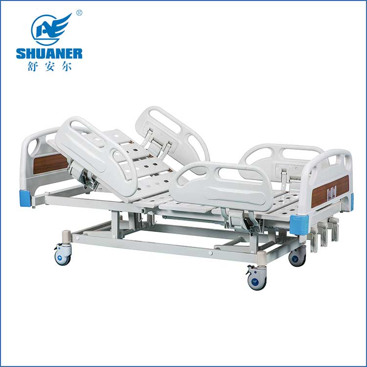 Manuelles Krankenhausbett mit drei Funktionen und vier luxuriösen ABS-Seitengittern