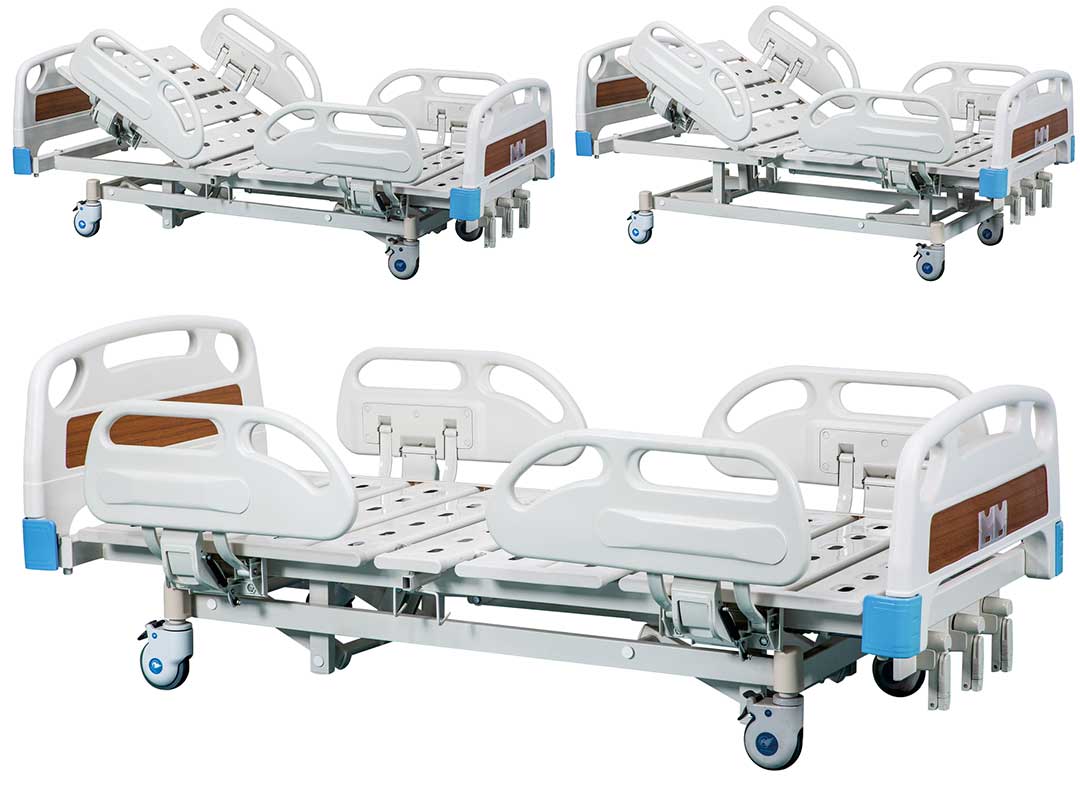 Three-Function Manual Medical Bed with Four Luxurious ABS Side Rails
