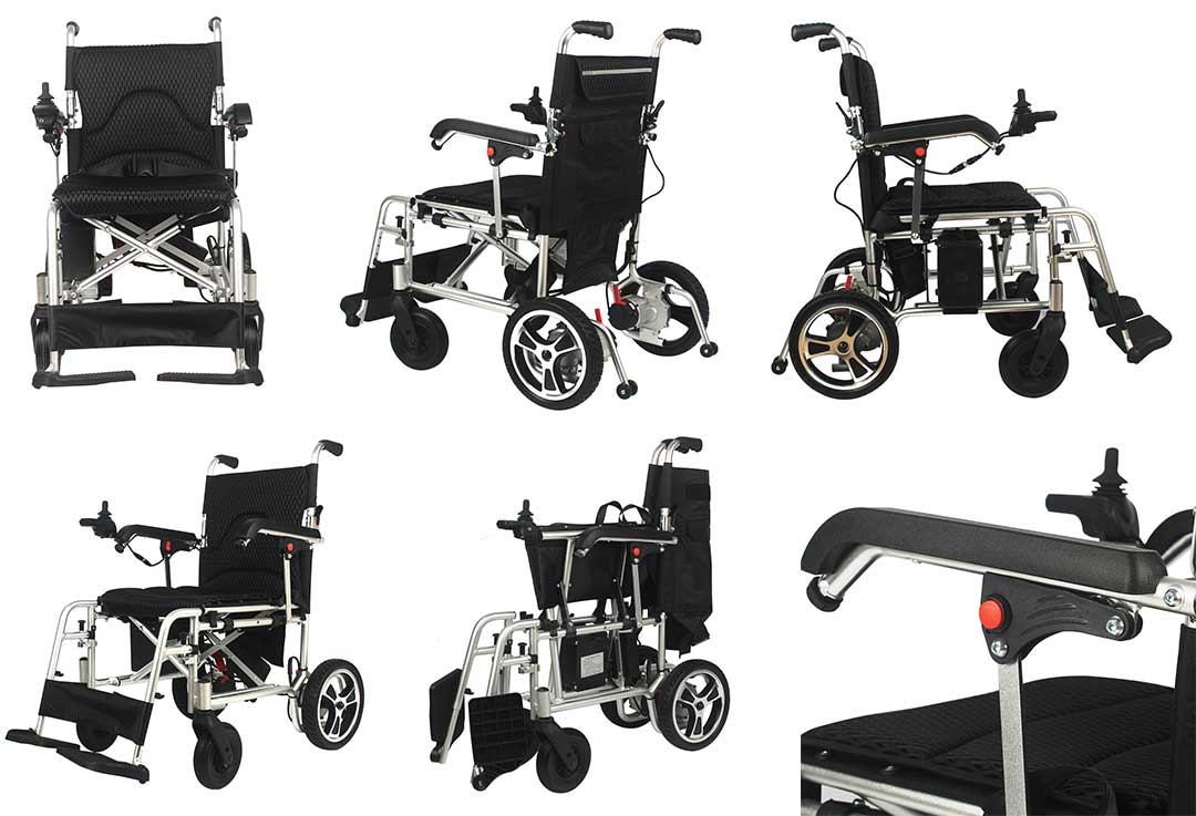 Aukštos kokybės, lengvai valdomas lengvas elektrinis invalido vežimėlis pagyvenusiems žmonėms