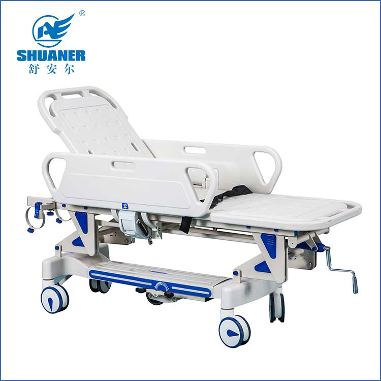 Skb041-1 Single Crank Multifunction Adjustable Medical Stretcher Hospital Emergency Manual Patient Transport Trolley