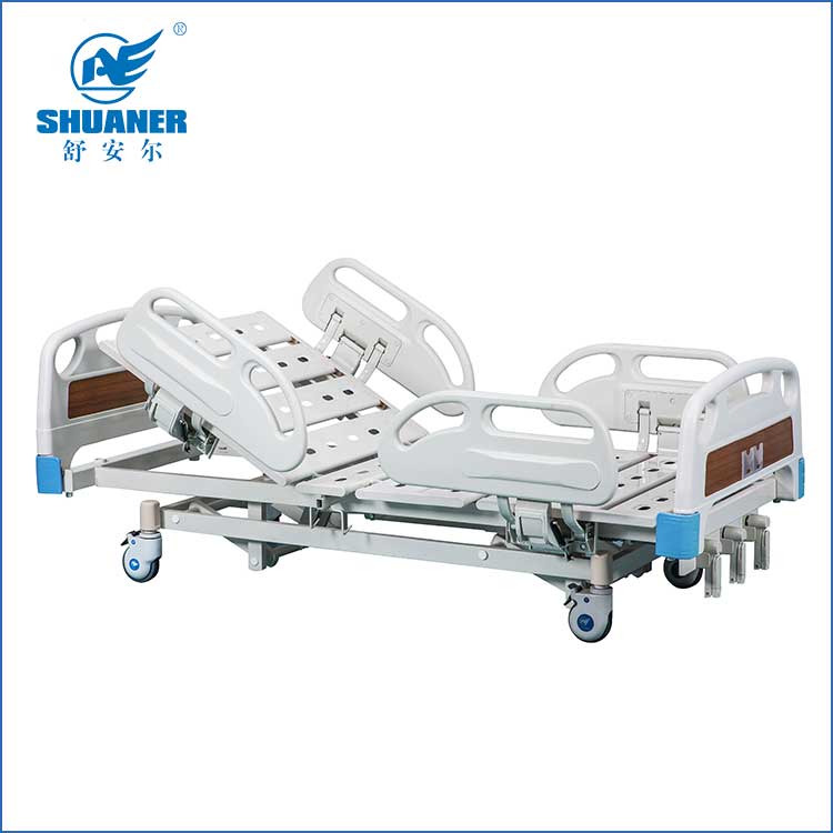Trijų funkcijų rankinė ligoninės lova su ABS šoniniais turėklais