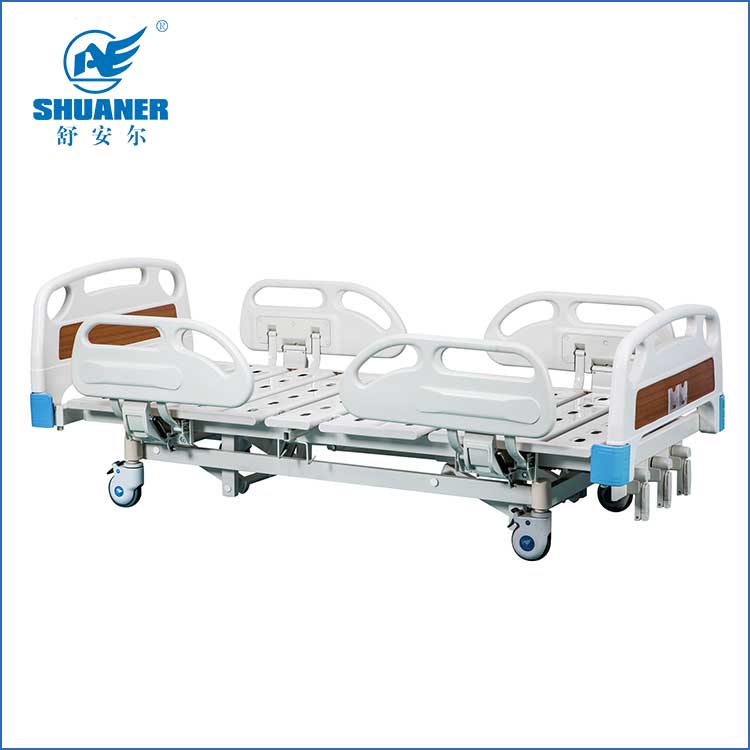 चार शानदार ABS साइड रेल के साथ थ्री-फंक्शन मैनुअल मेडिकल बेड