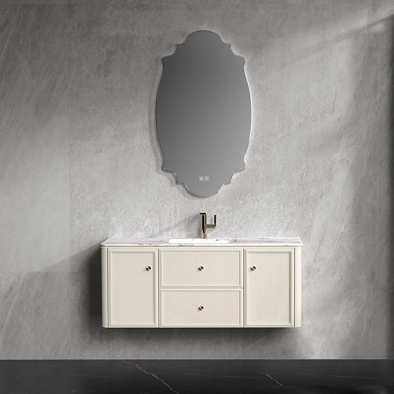 Marble seamless splicing ceramic basin bathroom cabinet