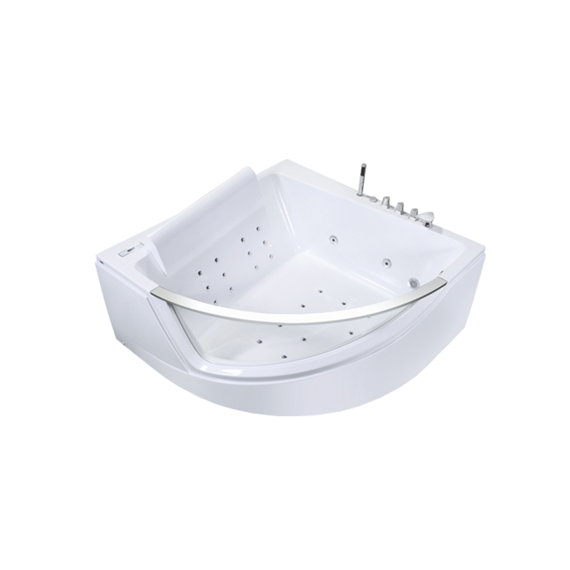 Triangle Massage Bathtub With 1pc Double-person Pillow And 7-color Led Lights
