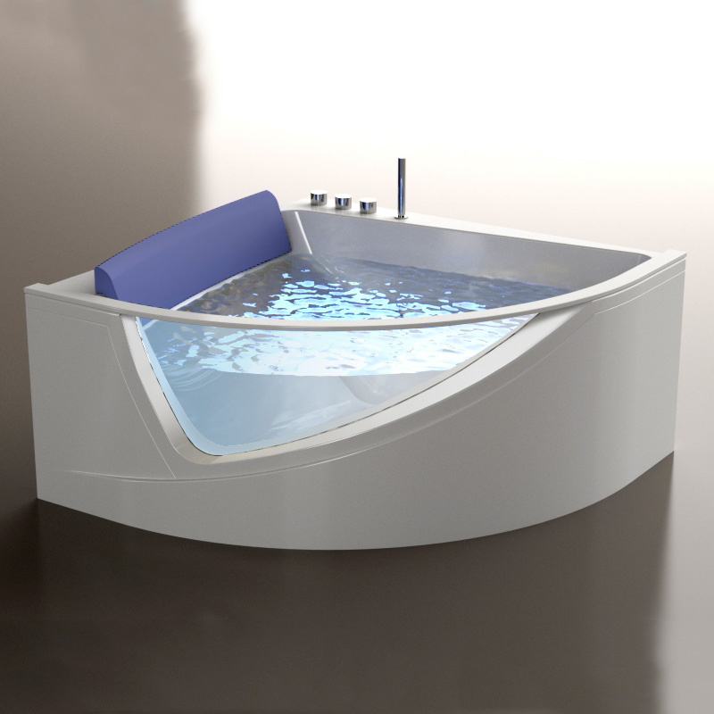 حوض استحمام مثلث للتدليك مع وسادة لشخصين و 7 مصابيح LED