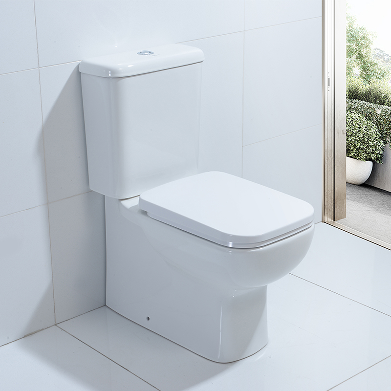 2-piece Full Back Against Wall Square Style Bottom Base Modern Ceramic Toilet