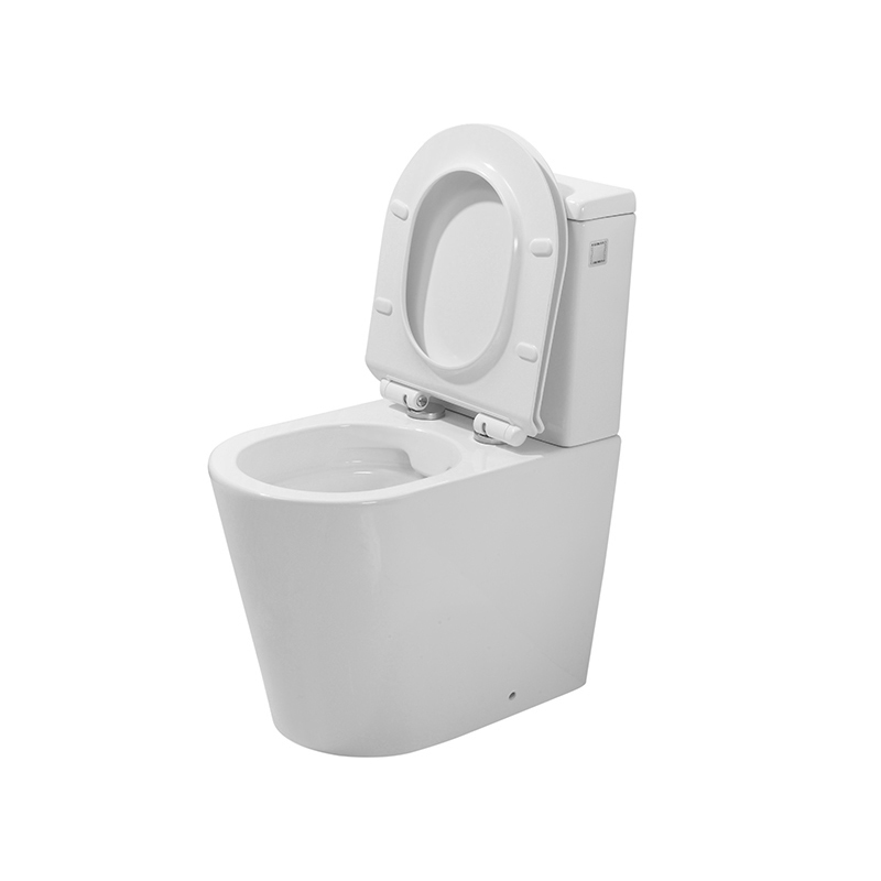 2-piece Rimless Easy-clean and Mute Water Fittings Round Ceramic Toilet