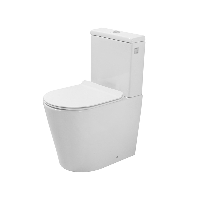 2-delt Rimless Lett-rengjøring og Mute Vannbeslag Rundt keramisk toalett