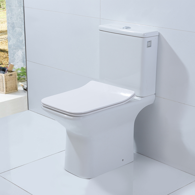 2-piece Rimless Easy-clean Glaze Fashionable Square Shape Ceramic Toilet