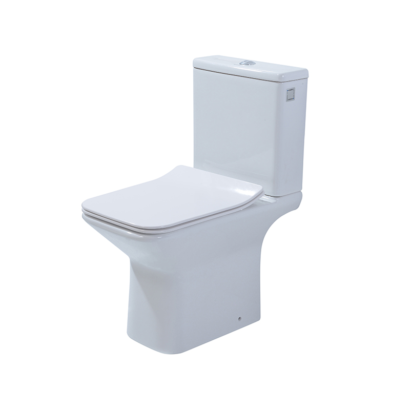 2-piece Rimless Easy-clean Glaze Fashionable Square Shape Ceramic Toilet