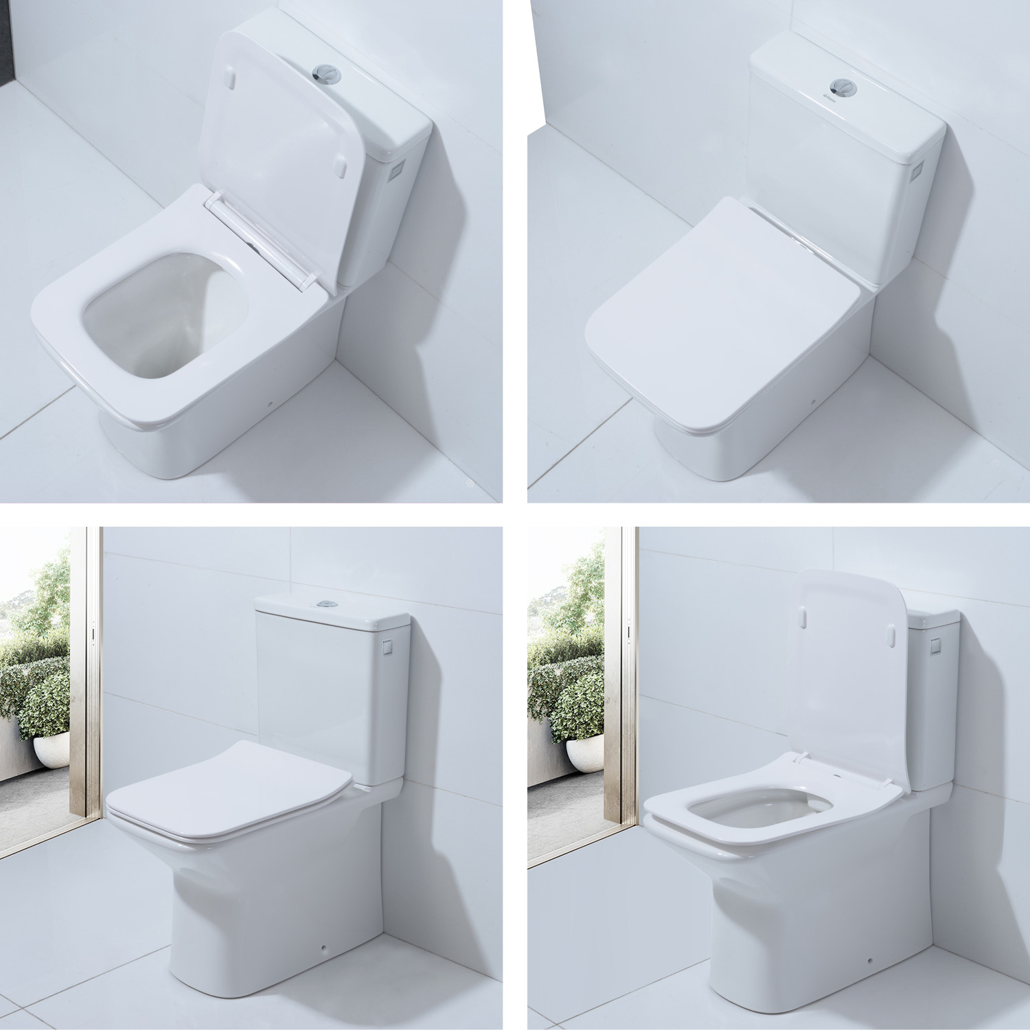 2 pièces sans rebord dos complet contre le mur siège de couverture facile à démonter toilette en céramique