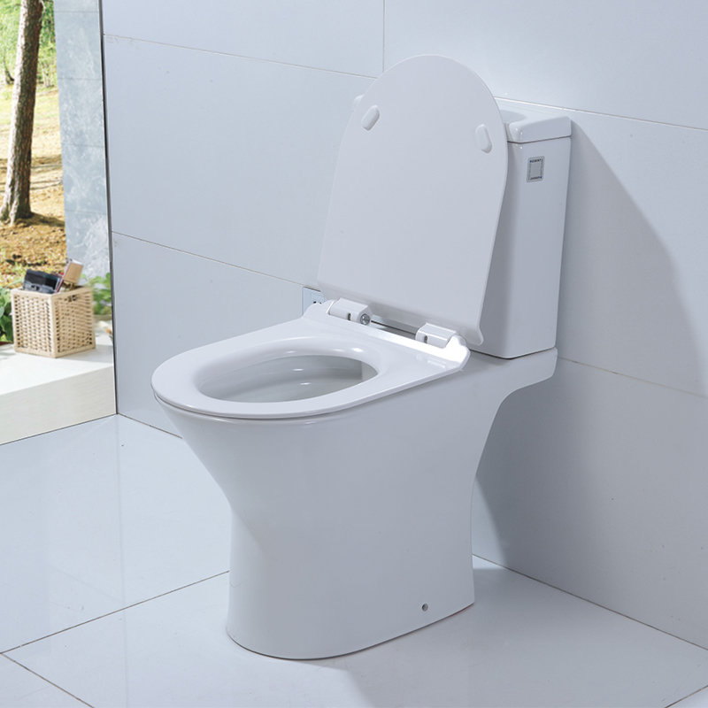 2dílná keramická toaleta s měkkým zavíráním a pevným potahem na sedátko