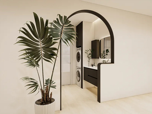 Minimalist black and white bathroom, a timeless classic.