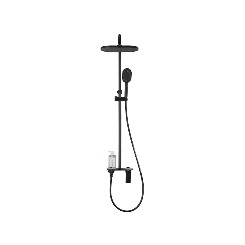 Robinet de douche à pluie rotatif agrandi, noir mat, détartrage par injection d'air, 3 fonctions, 12', avec porte-shampooing