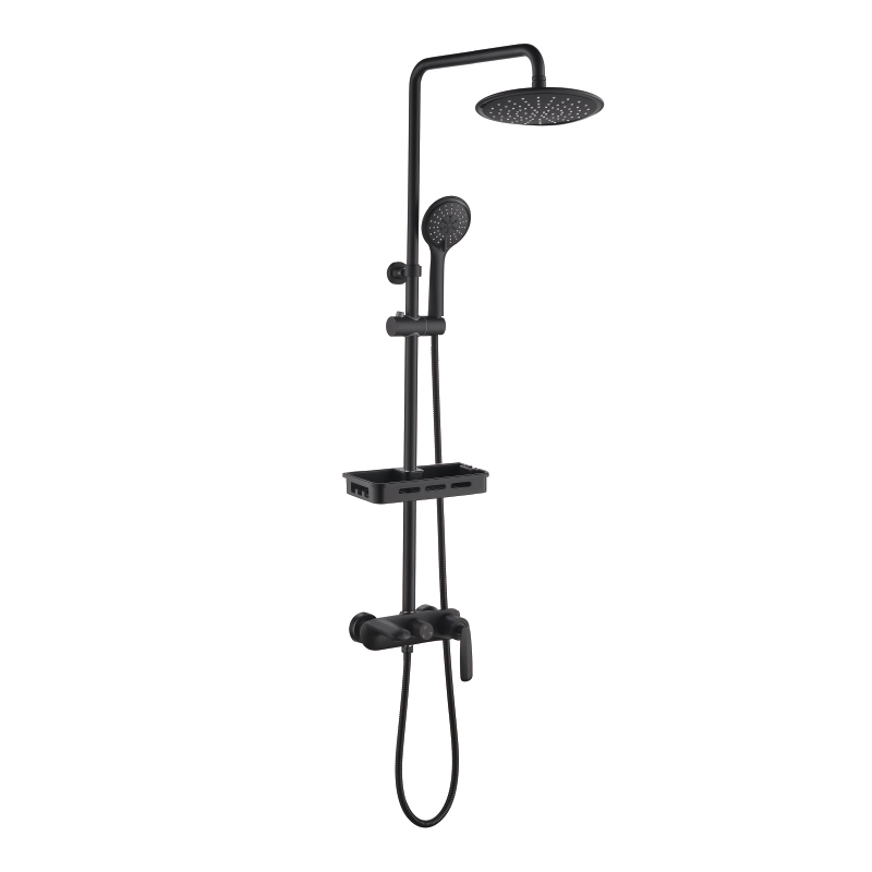 3-function Industrial Matte Black Shower Faucet with Shampoo Holder