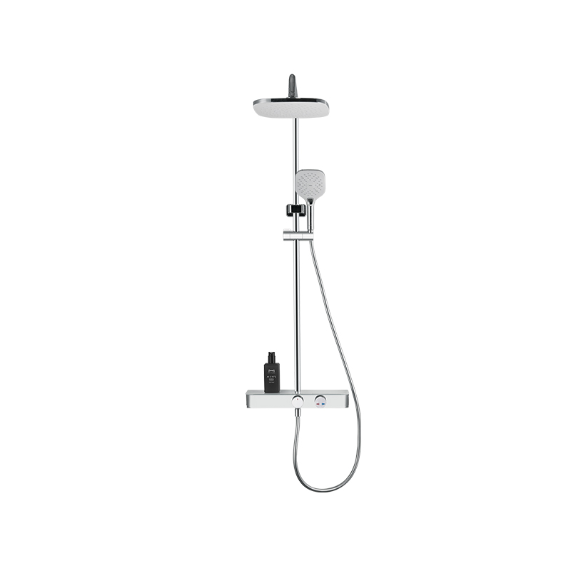 4-funksiyalı yüksək təzyiqli sprey tabancası duş dəsti Hava enjeksiyonlu xromlu duş dəsti, alt ağızlı və şampun tutucusu