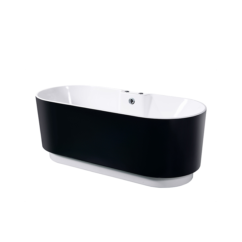 Acrylic Free-standing Bathtub na may 7-kulay na LED Dekorasyon Light Plus Storage Shelf
