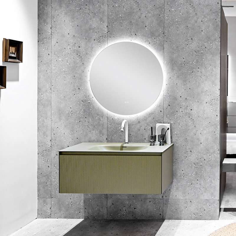 Soft Nanoscale metal one-piece integrated basin bathroom cabinet