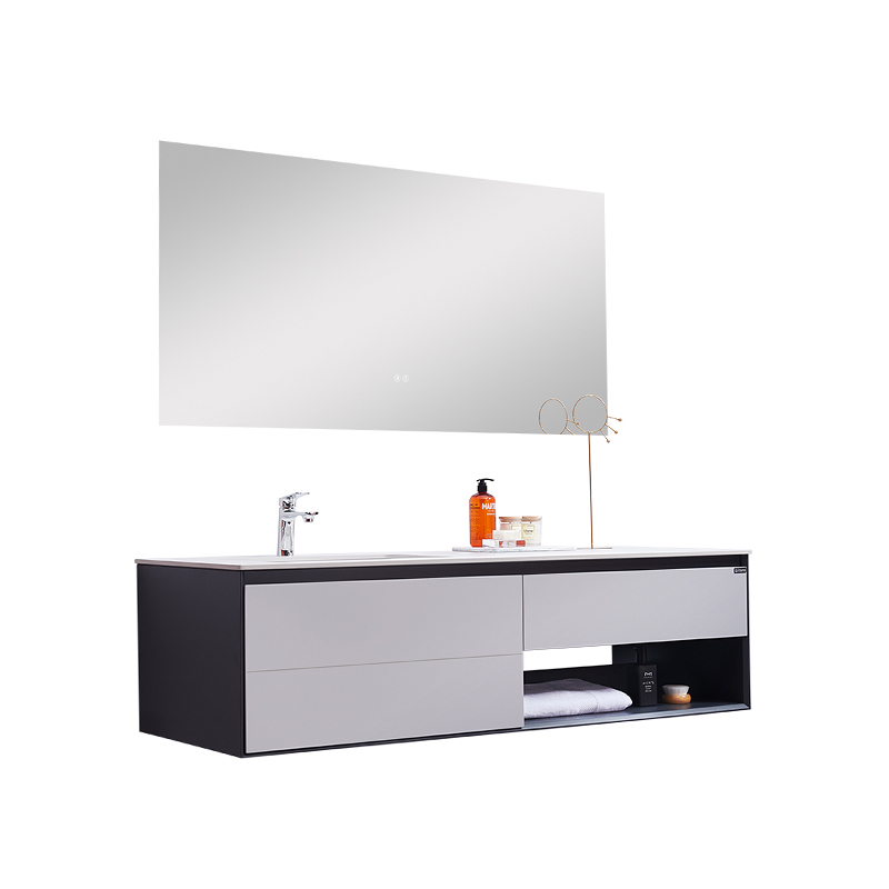 Grey Big MDF Lacquering Cabinet with Smart LED Mirror