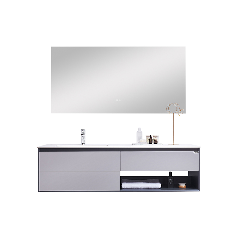 Grey Big MDF Lacquering Cabinet with Smart LED Mirror