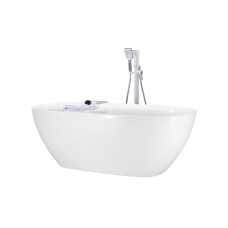 Free-standing Bathtub with 4pcs Matte Black Faucet Set
