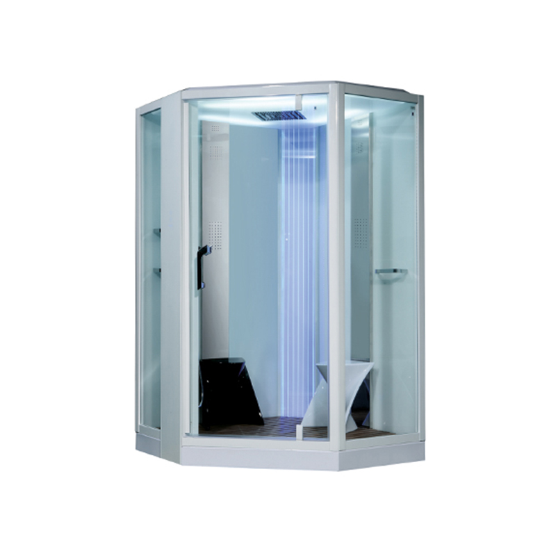 Vidinis skydelis su gėlių dizainu ir juostiniu apšvietimu galinėje dušo kabinoje