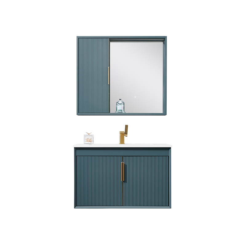Green MDF Lacquering Bathroom Cabinet with Golden Handle